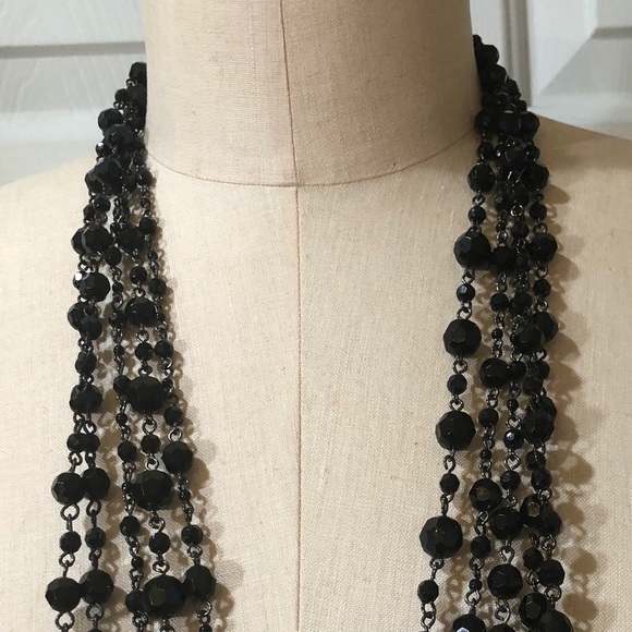 Vintage Multiple Strands Black Necklace - Picture 8 of 8